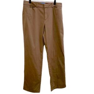 DOCKERS Women’s Brown Flat Front Pockets Straight Leg 12 Med.